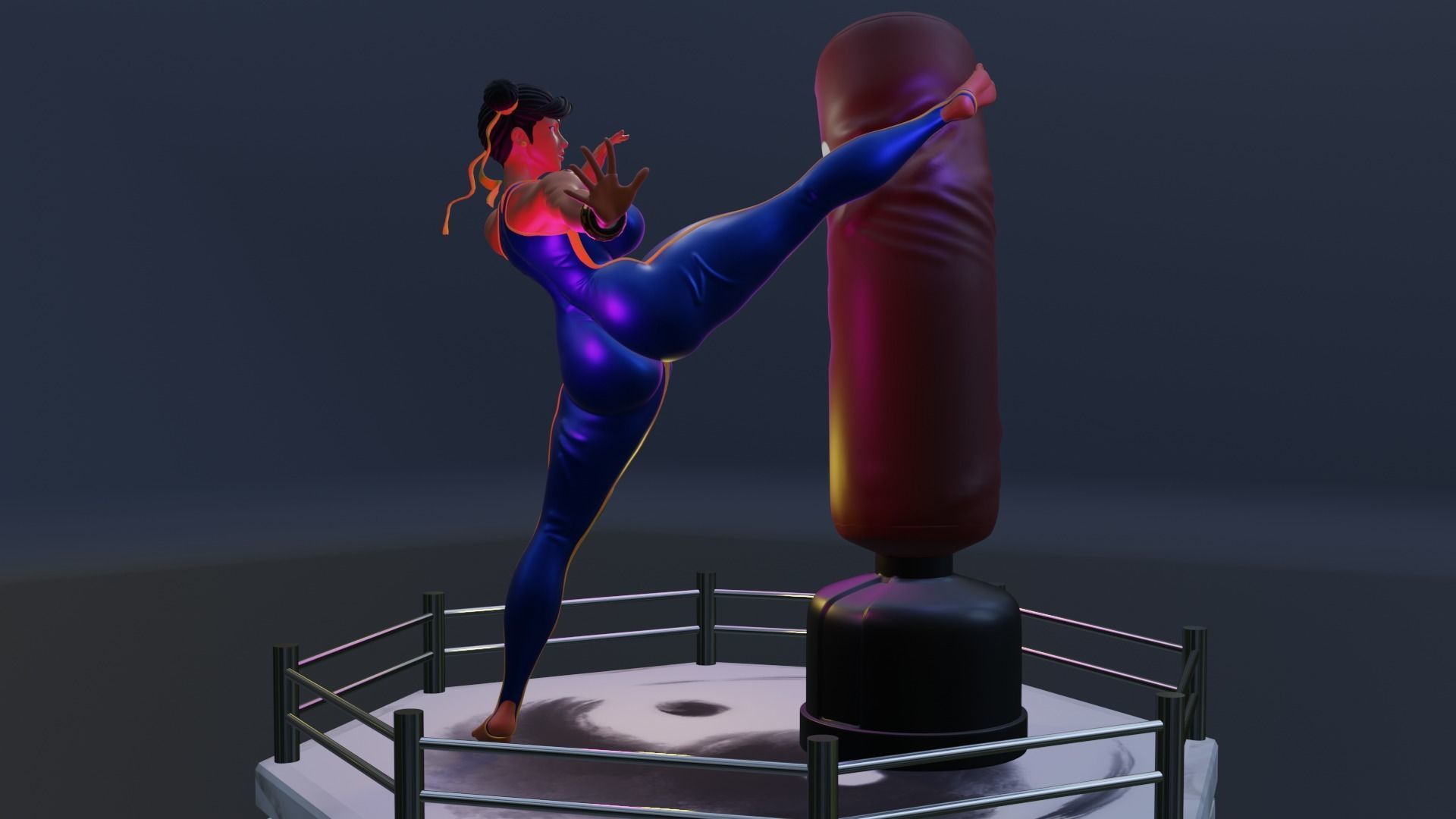 CHUN-LI KICK - ATHLETIC BARBIE 3D print model_10