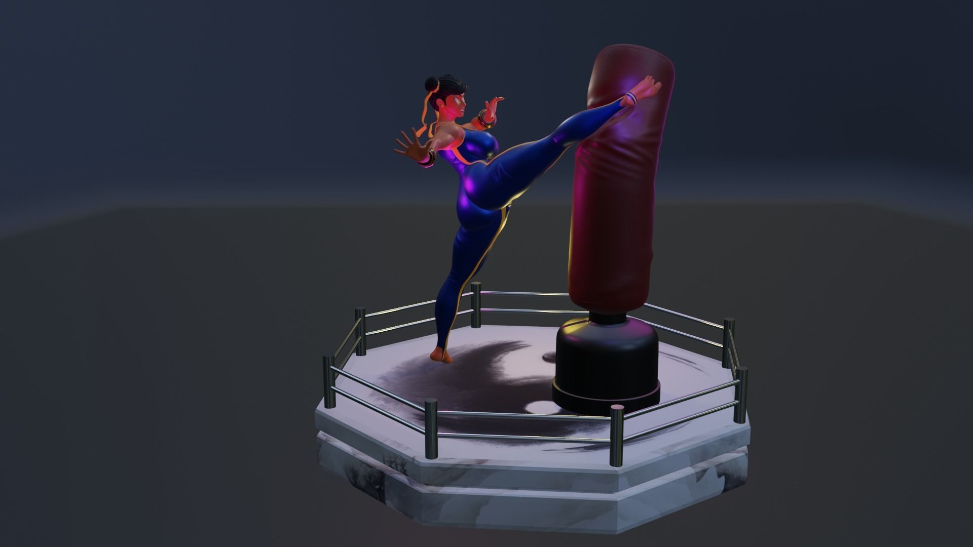 CHUN-LI KICK - ATHLETIC BARBIE 3D print model_7