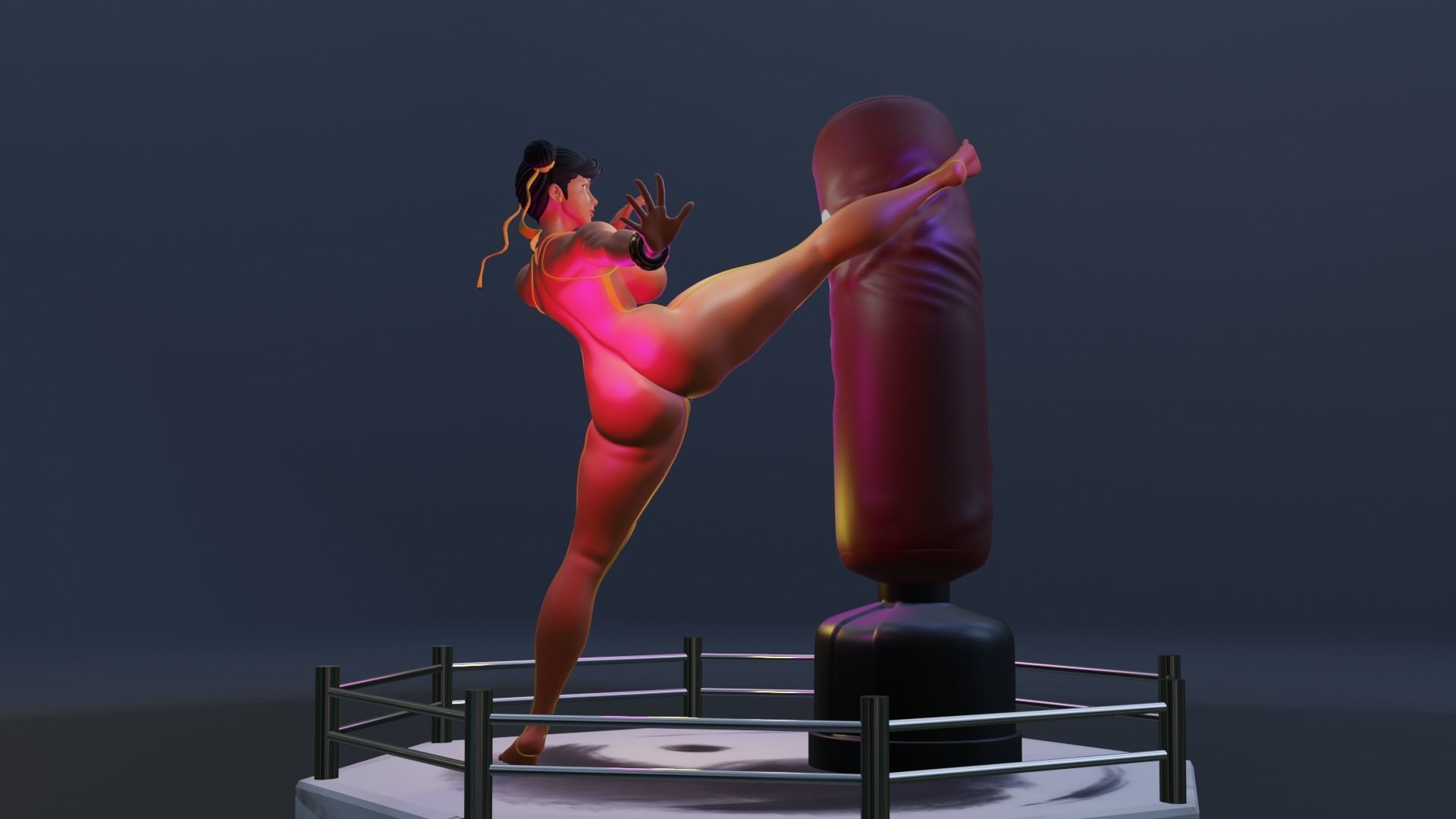CHUN-LI KICK - ATHLETIC BARBIE 3D print model_12