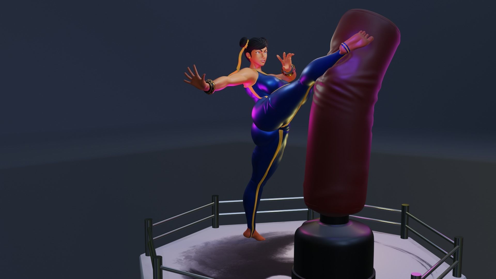 CHUN-LI KICK - ATHLETIC BARBIE 3D print model_11