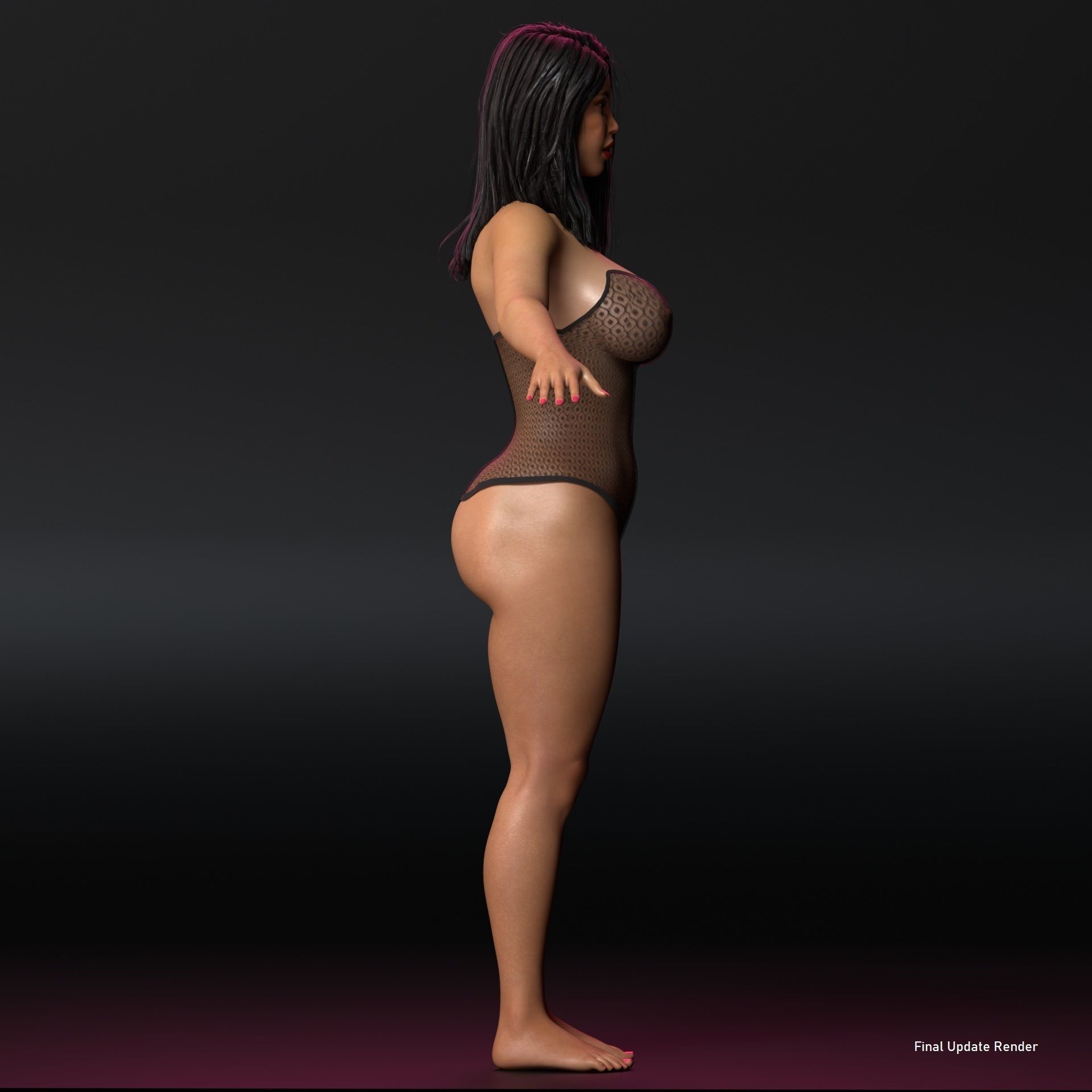 Realistic Beautiful Girl Rigged in Lingerie Low-poly 3D model_2