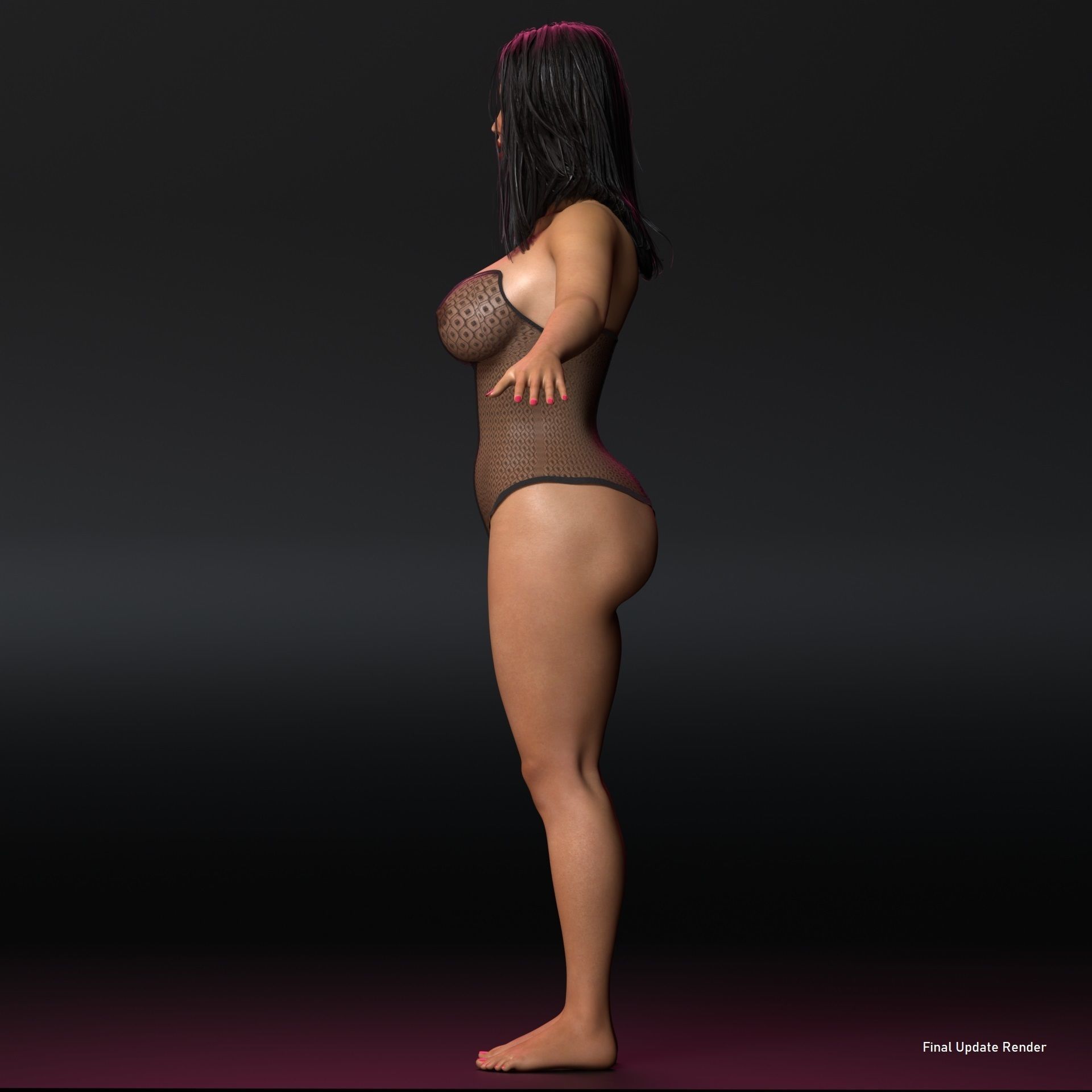 Realistic Beautiful Girl Rigged in Lingerie Low-poly 3D model_4