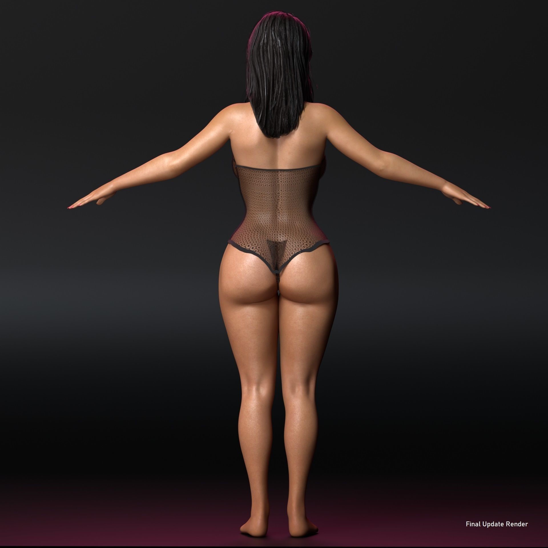 Realistic Beautiful Girl Rigged in Lingerie Low-poly 3D model_3