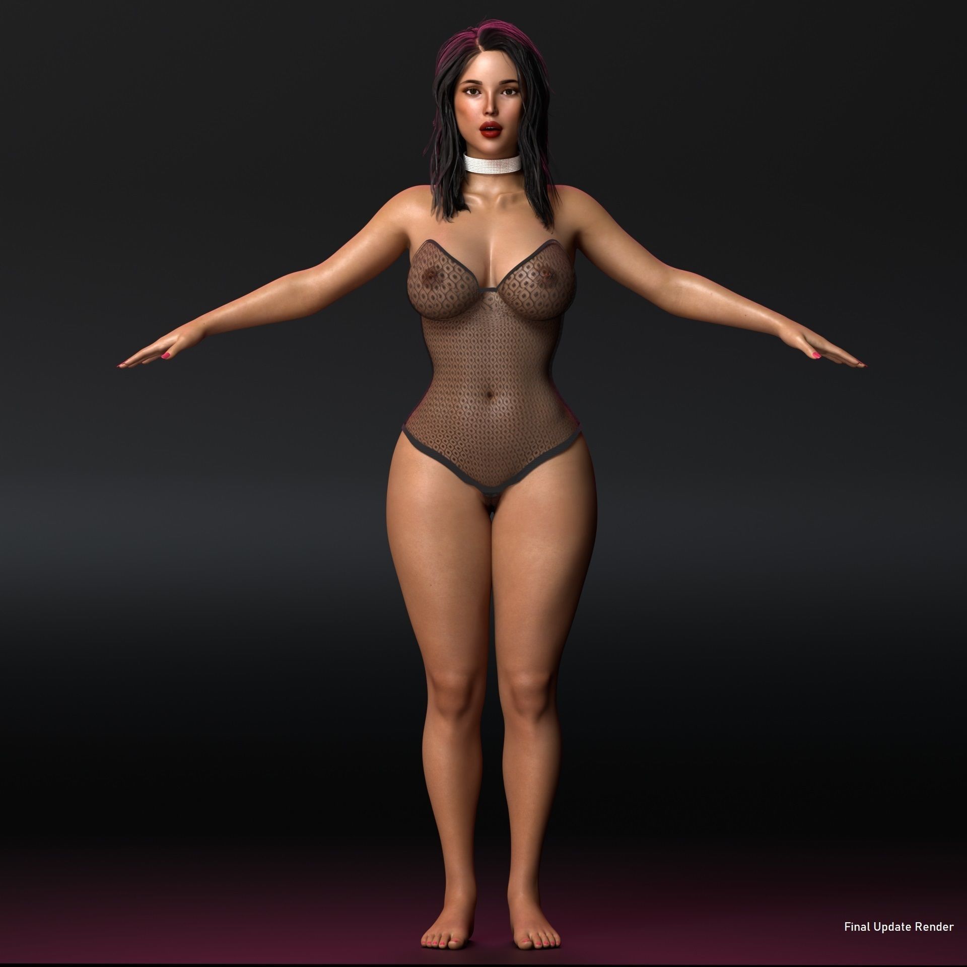 Realistic Beautiful Girl Rigged in Lingerie Low-poly 3D model_1