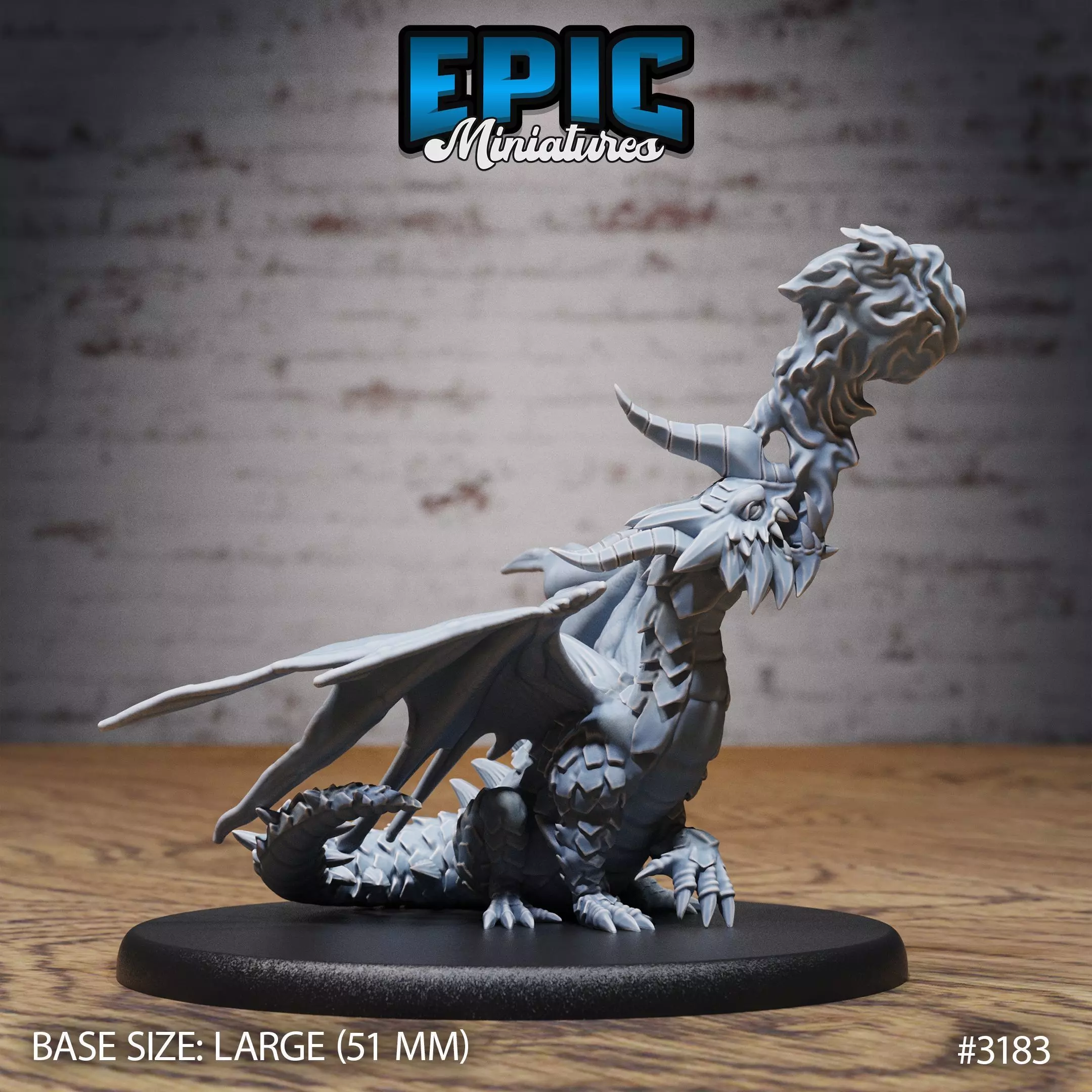 Young Horn Dragon Flame - DnD Tabletop Miniature 3D Model 3D print model_0