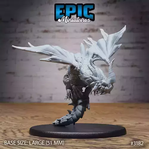 Young Horn Dragon Flying - DnD Tabletop Miniature 3D Model 3D print model