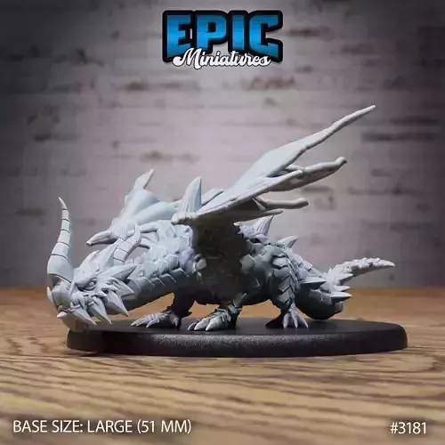 Young Horn Dragon - DnD Tabletop Miniature 3D Model 3D print model