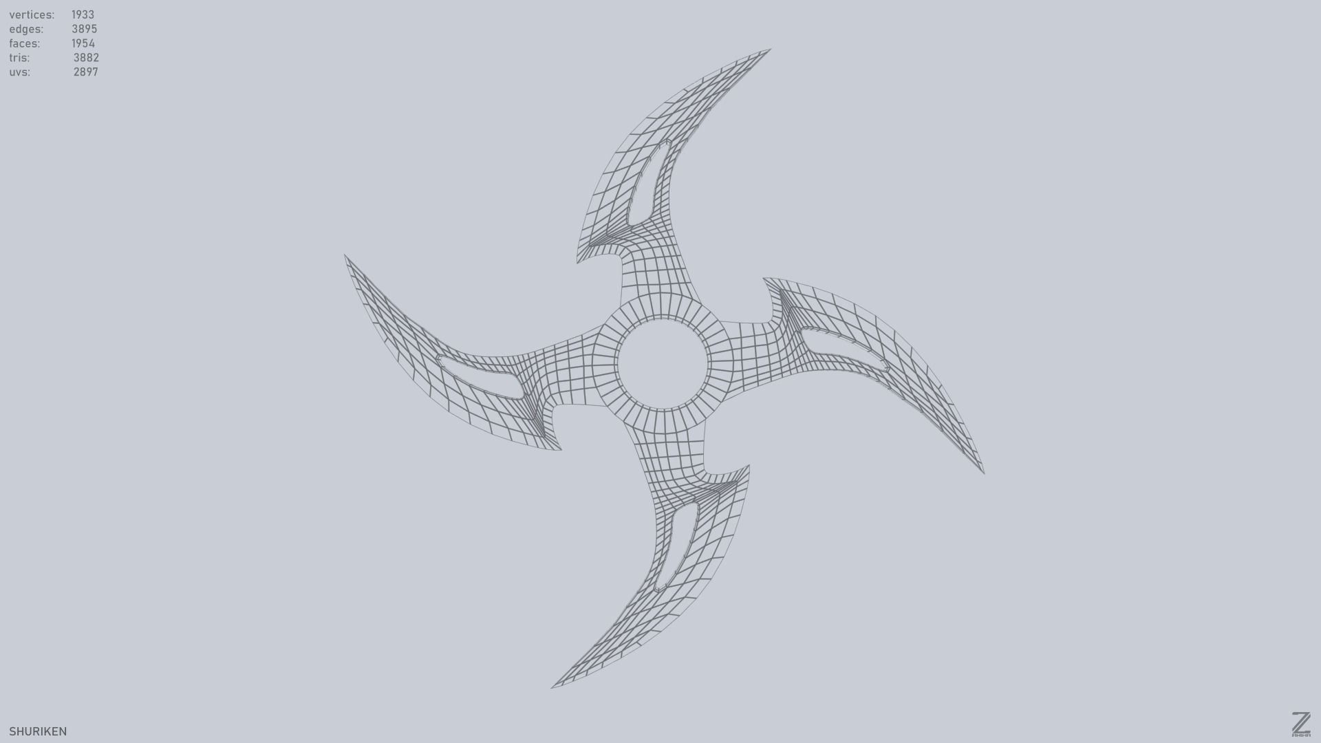 Shuriken Low-poly 3D model_9