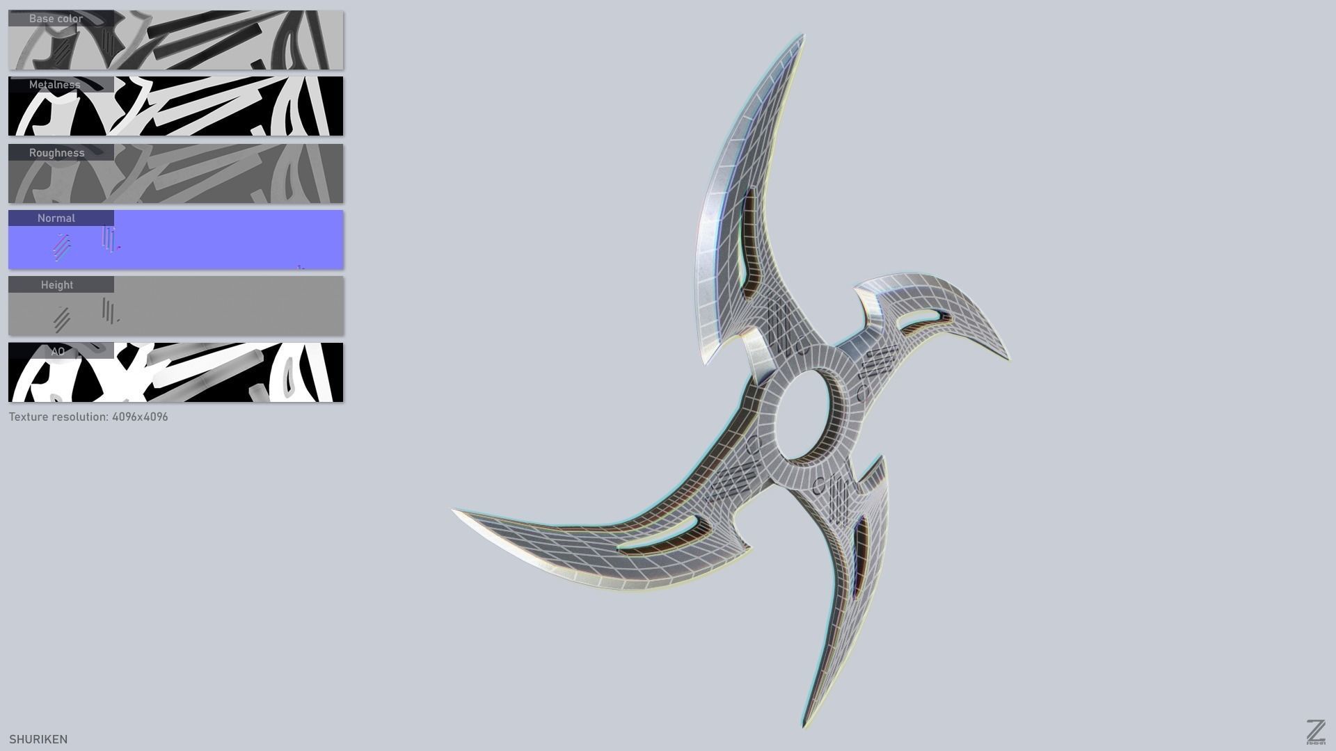 Shuriken Low-poly 3D model_2