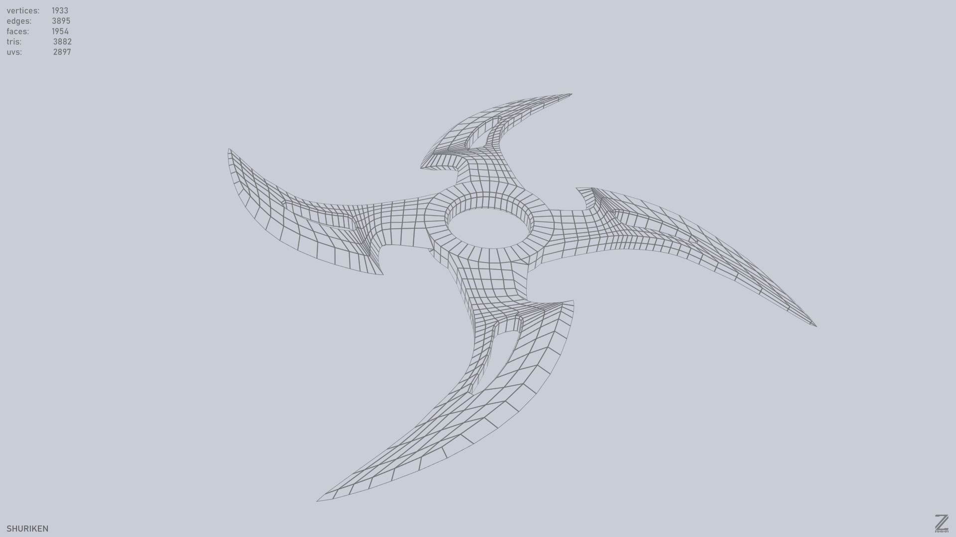 Shuriken Low-poly 3D model_3