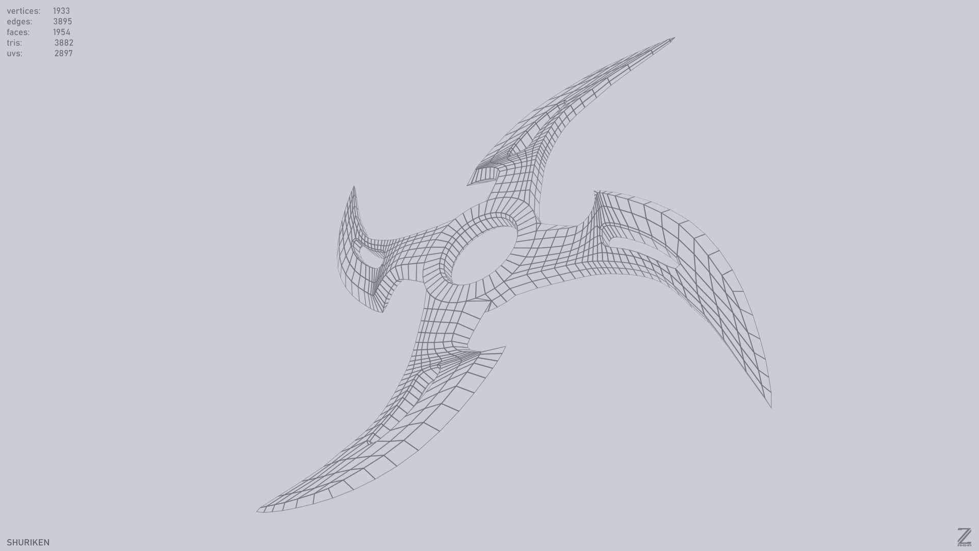 Shuriken Low-poly 3D model_14