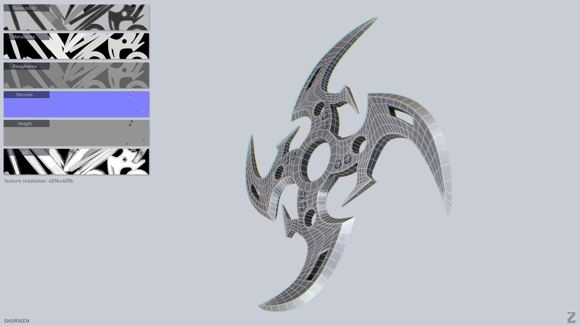 Shuriken Low-poly 3D model_2