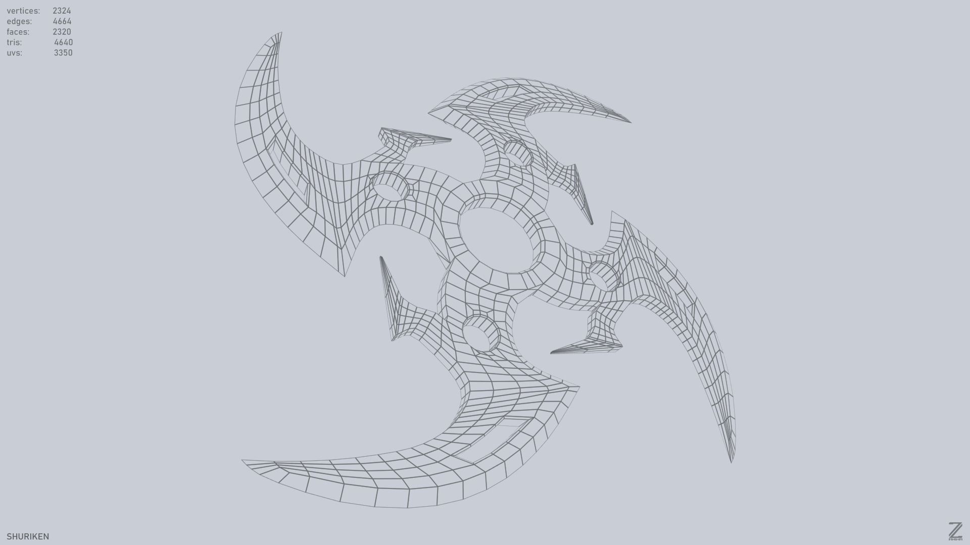 Shuriken Low-poly 3D model_12