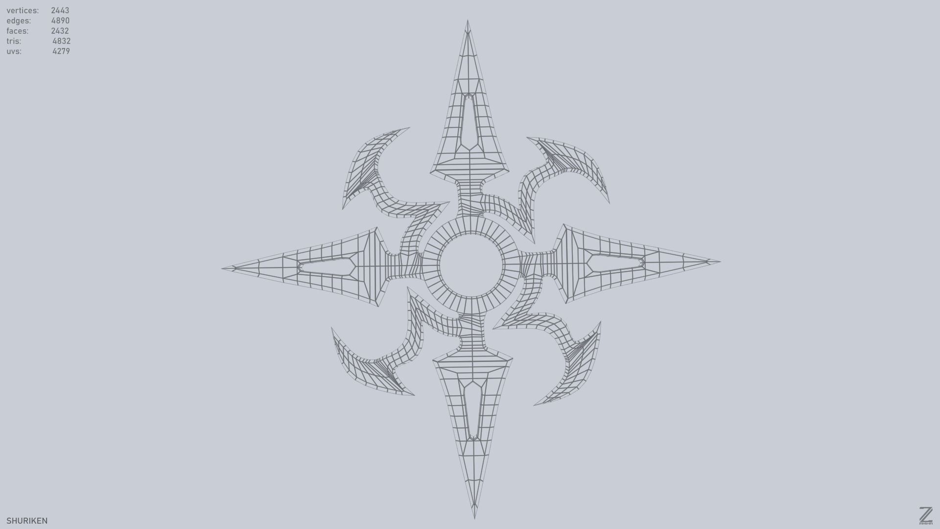 Shuriken Low-poly 3D model_9