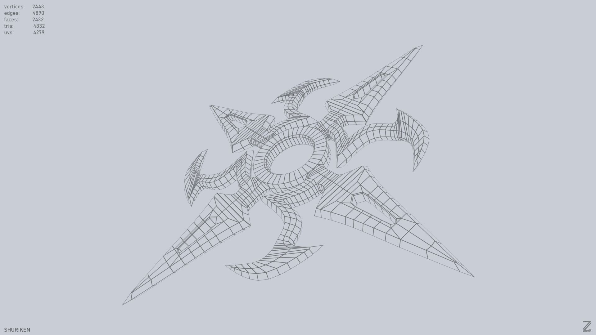 Shuriken Low-poly 3D model_3