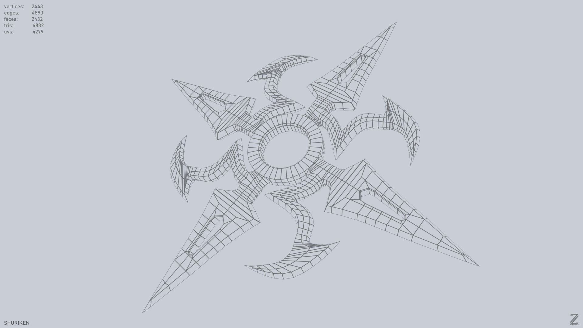 Shuriken Low-poly 3D model_12