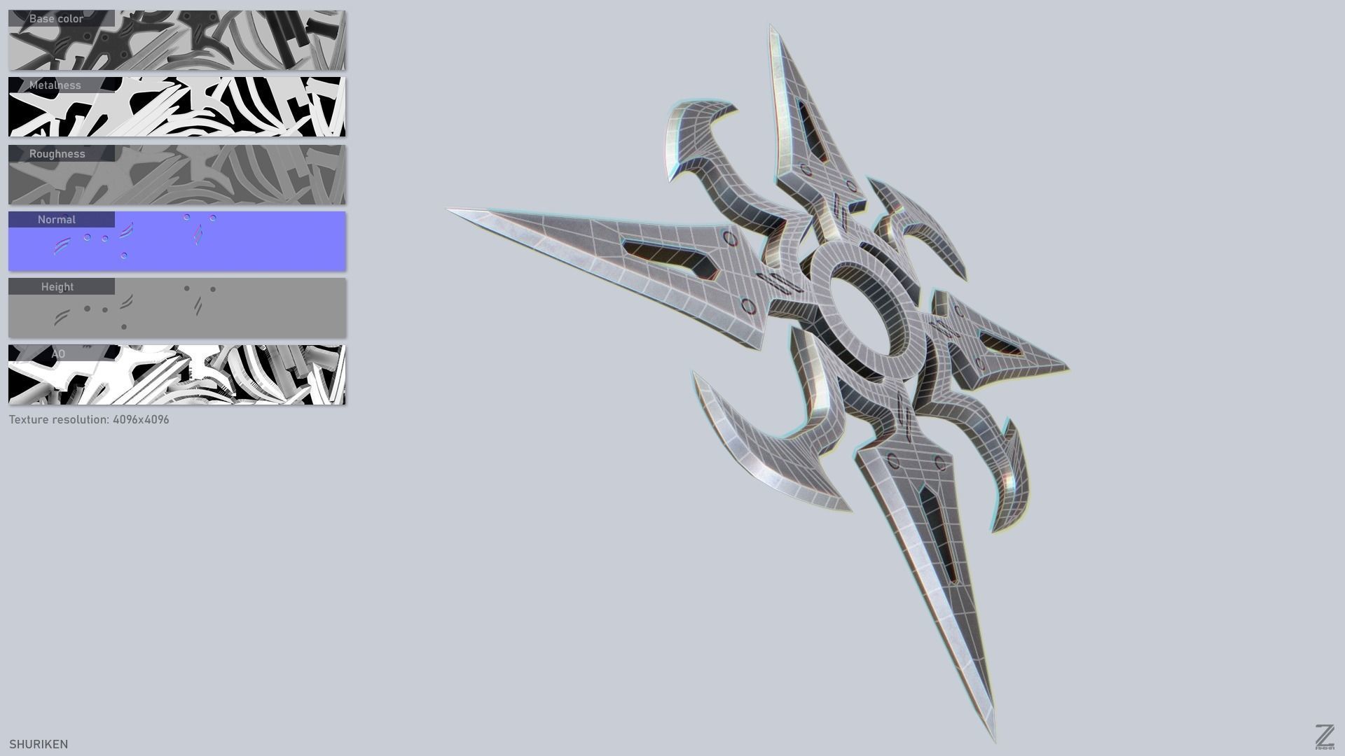 Shuriken Low-poly 3D model_2