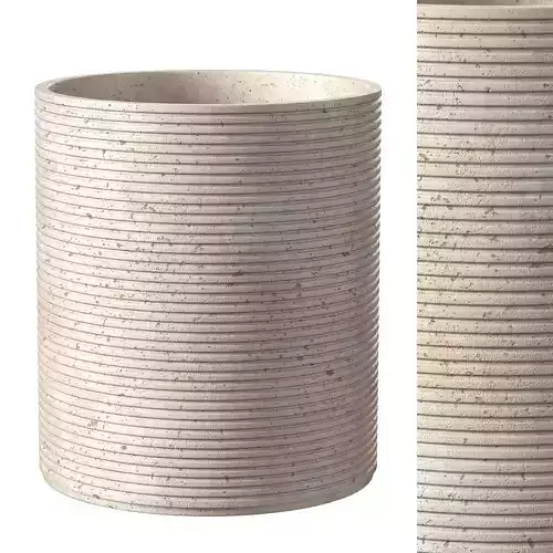 RIBBED TRAVERTINE WASTEBASKET - BIANCO
