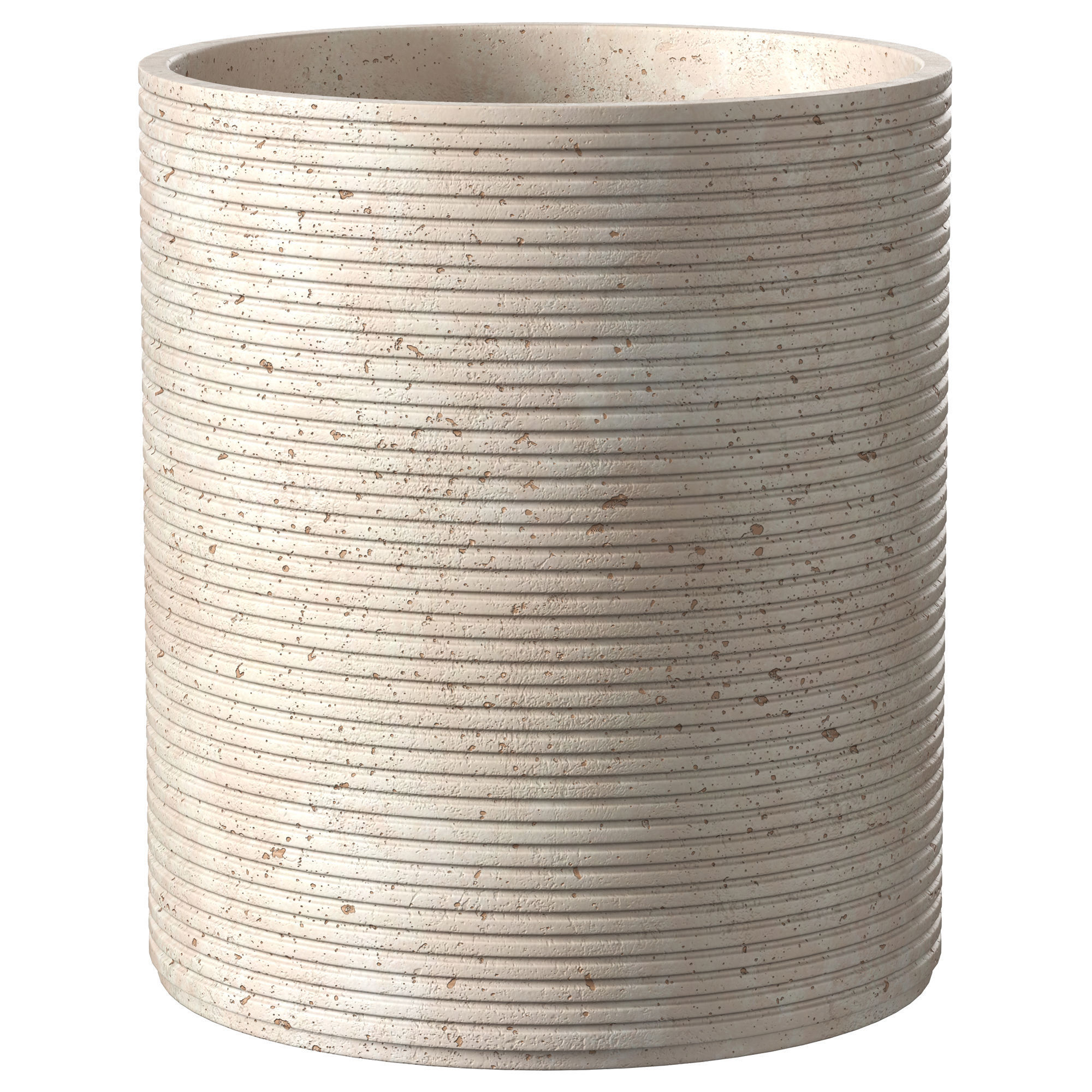 RIBBED TRAVERTINE WASTEBASKET - BIANCO 3D model_3