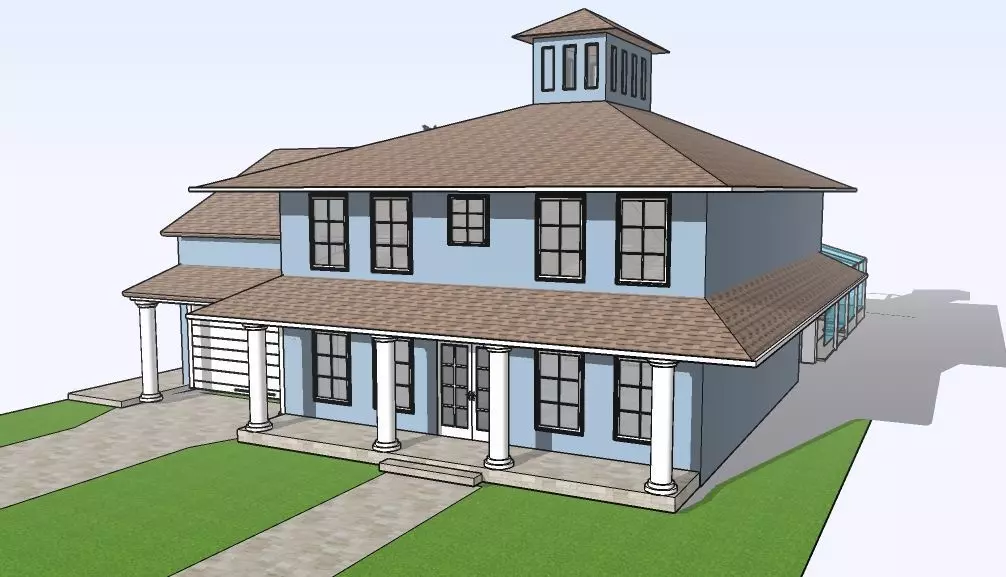 House with Swimming pool 3D model 3D model_0