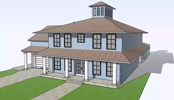 House  with Swimming pool 3D model 