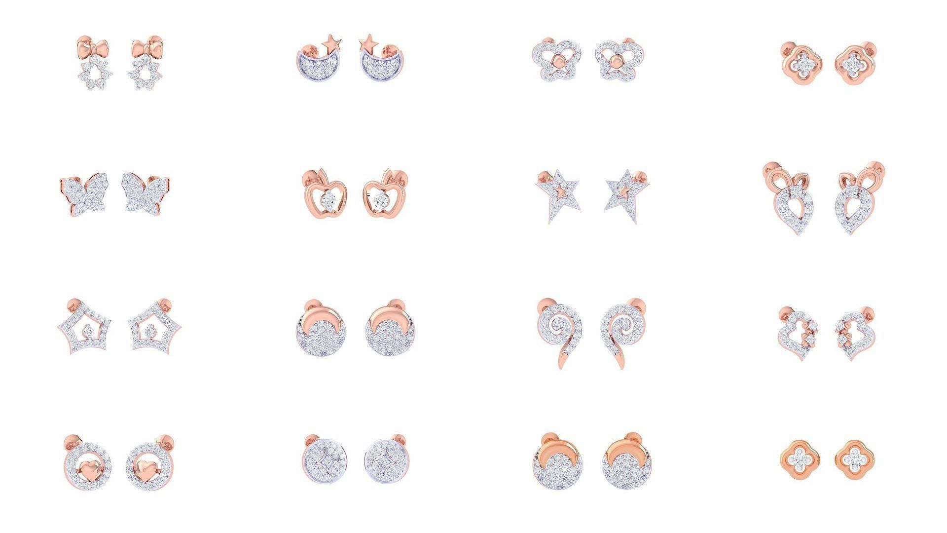 30 Ultra Light wt Diamond studs 3dm renders model 3D Model Collection_1