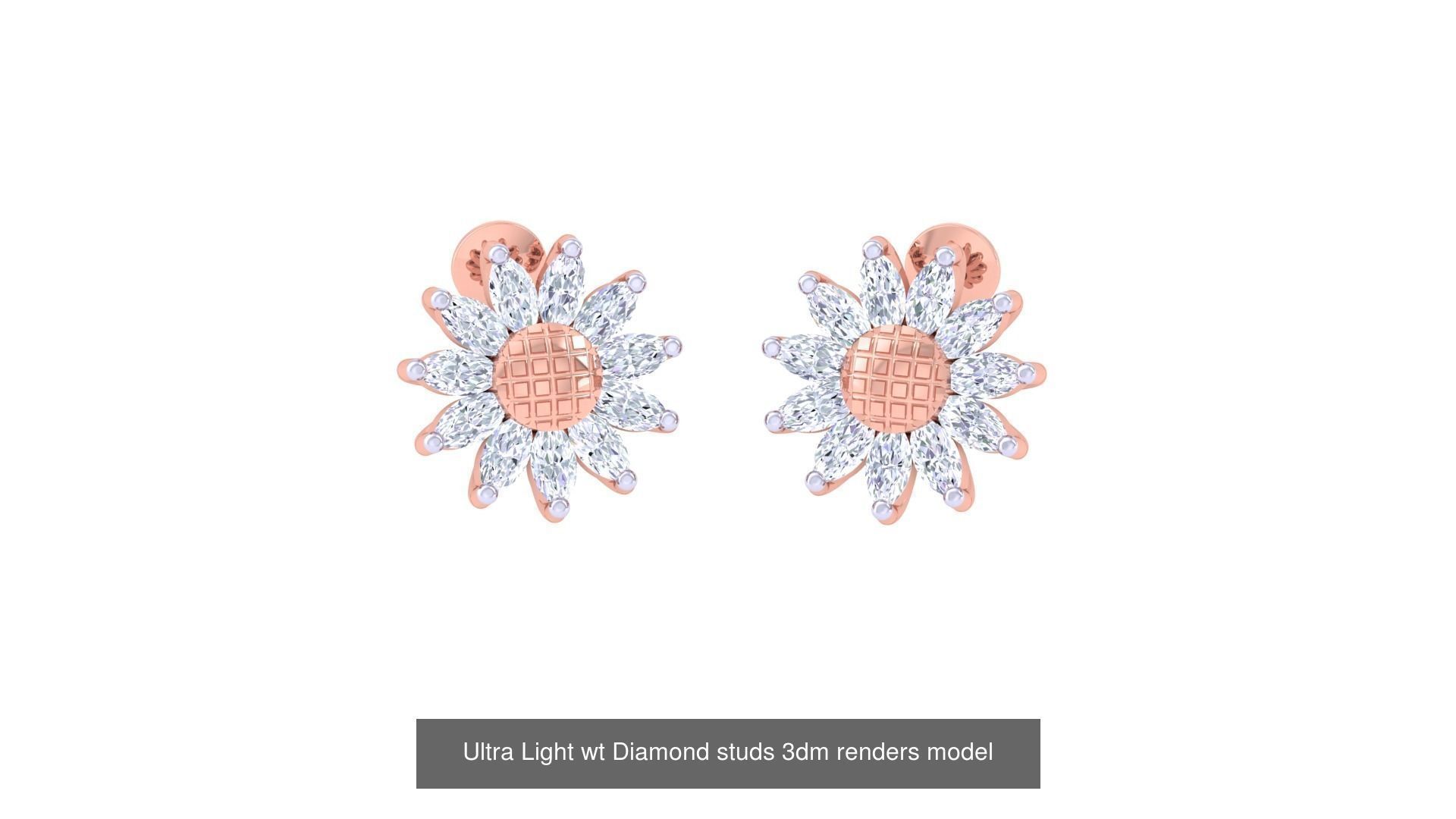 30 Ultra Light wt Diamond studs 3dm renders model 3D Model Collection_17