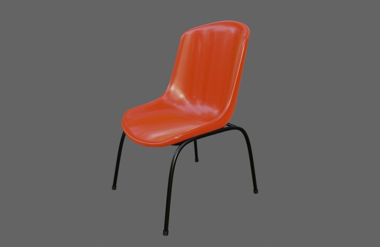Plastic Shell Chair - Cadeira Concha Low-poly 3D model_2