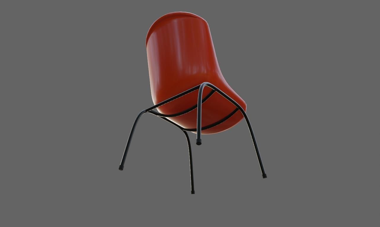 Plastic Shell Chair - Cadeira Concha Low-poly 3D model_9