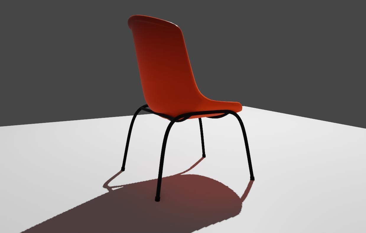 Plastic Shell Chair - Cadeira Concha Low-poly 3D model_7