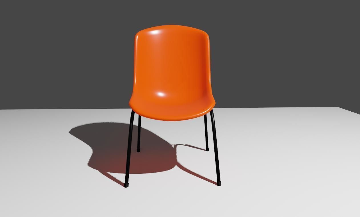 Plastic Shell Chair - Cadeira Concha Low-poly 3D model_3