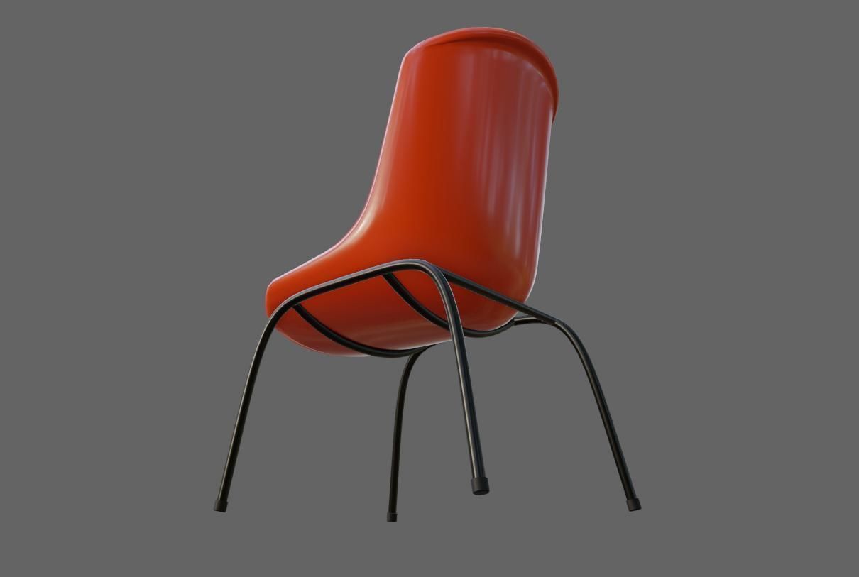 Plastic Shell Chair - Cadeira Concha Low-poly 3D model_13
