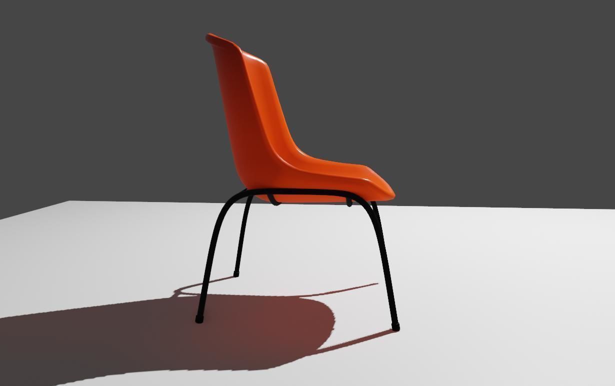 Plastic Shell Chair - Cadeira Concha Low-poly 3D model_8