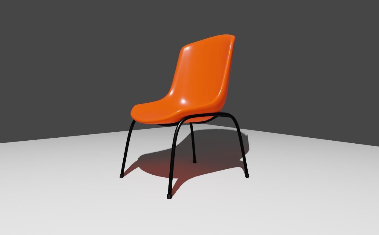 Plastic Shell Chair - Cadeira Concha Low-poly 3D model_4