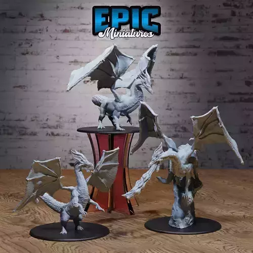 Shadow Dragon Set - DnD Tabletop Miniature 3D Model 3D print model