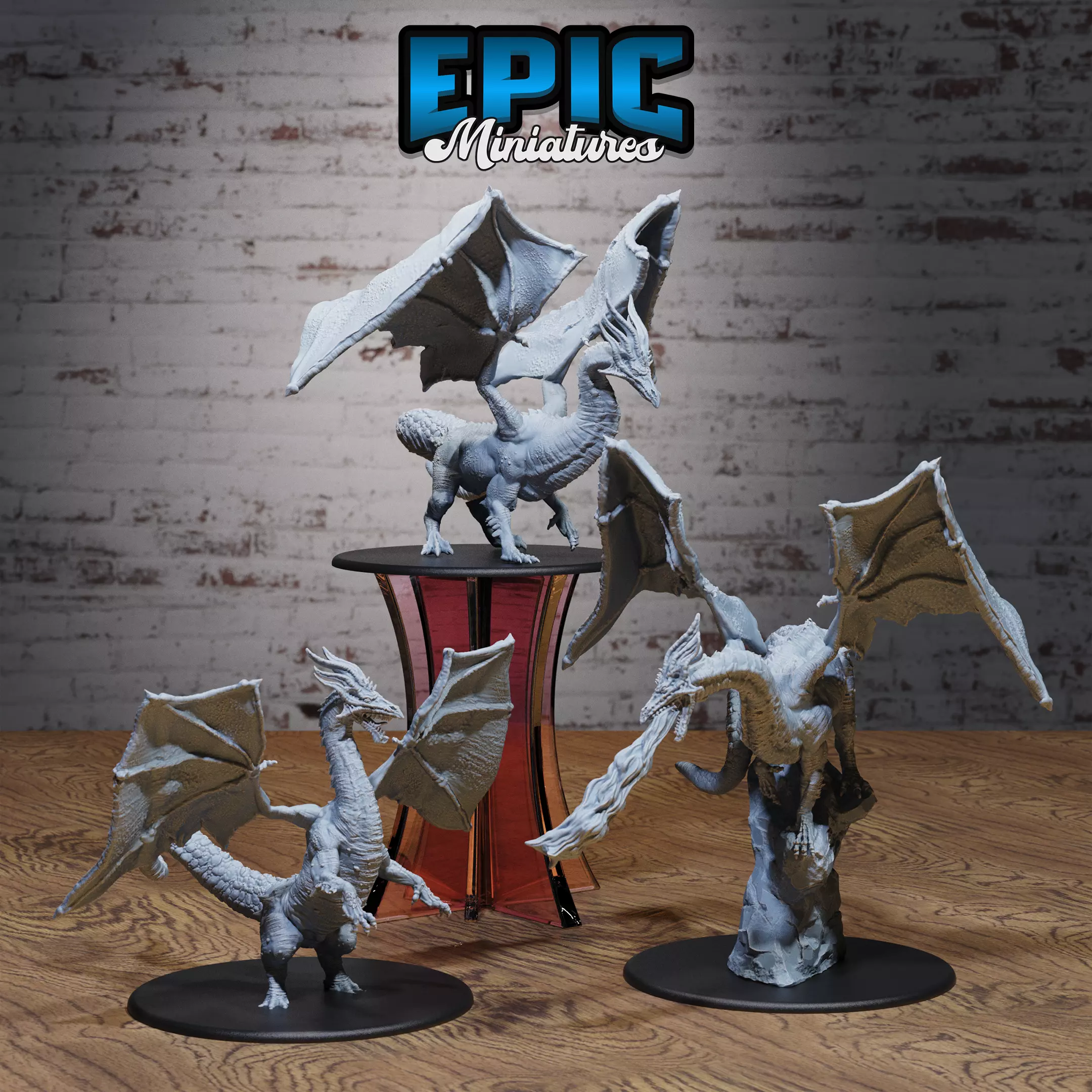 Shadow Dragon Set - DnD Tabletop Miniature 3D Model 3D print model_0