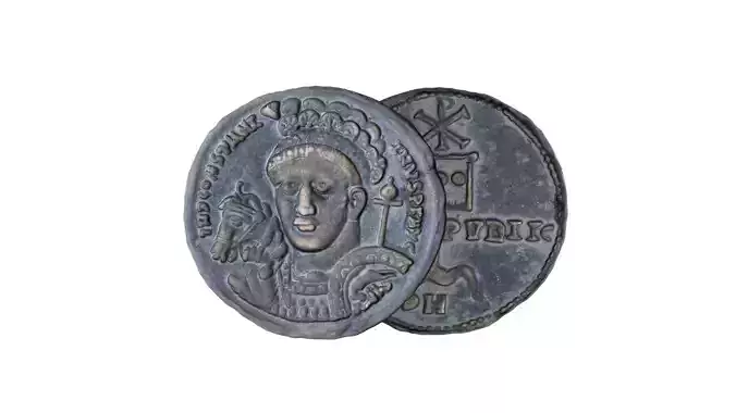 Coin CONSTANTINE and LABARUM Low-poly 3D model