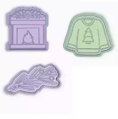 SET CORTANTE NAVIDAD SWEATER CHIMENEA RAMA  COOKIES 3D print model