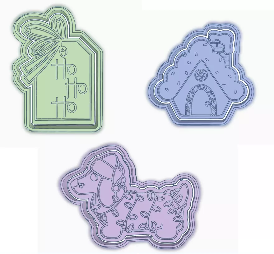 SET X 3 CORTANTES NAVIDAD COOKIES GALLETA GALLETITAS 3D print model_0