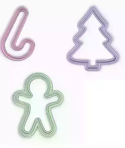 SET X 3 CORTANTES ARBOL BASTON GALLETITA JENGIBRE NAVIDAD 3D print model