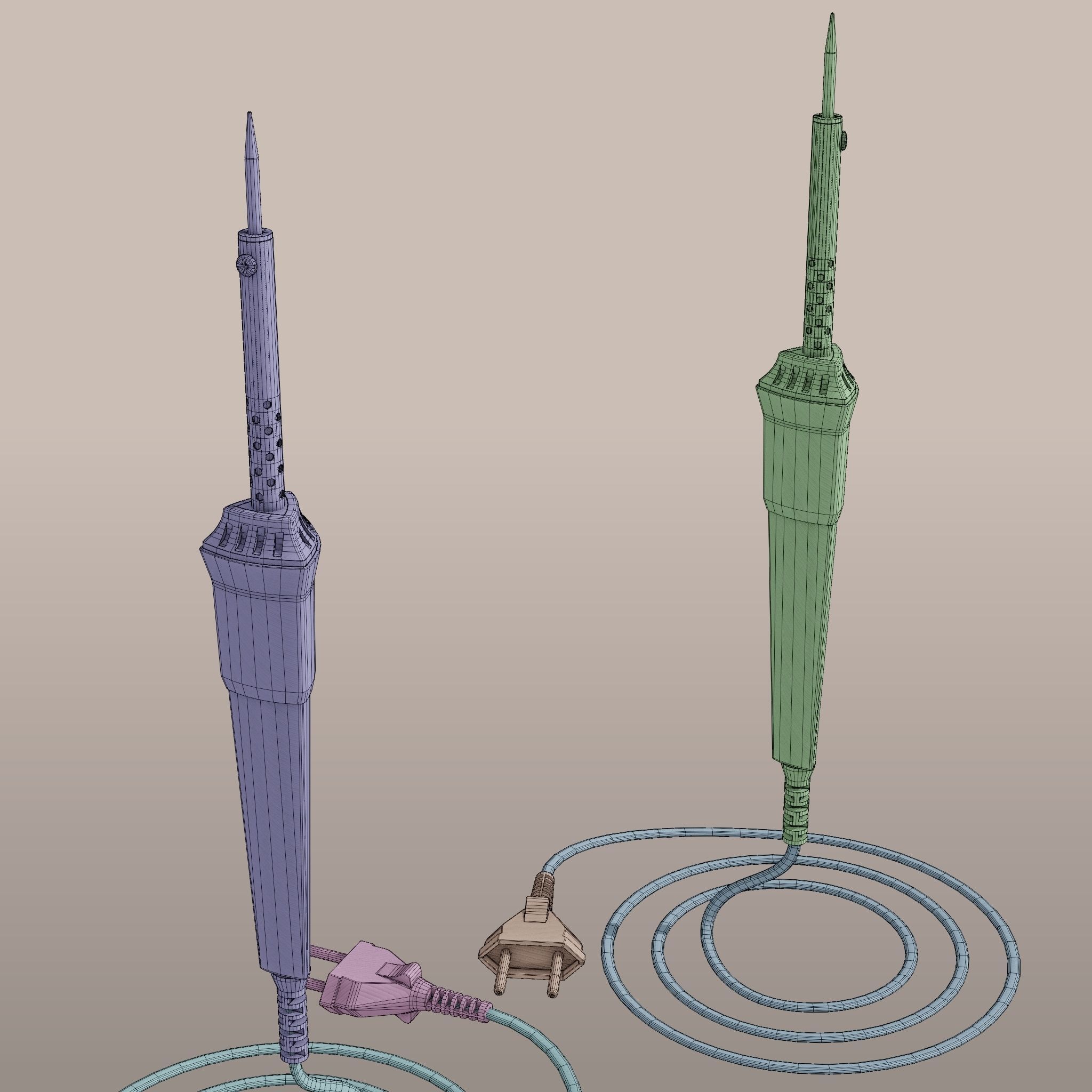 Soldering Iron Low-poly 3D model_7