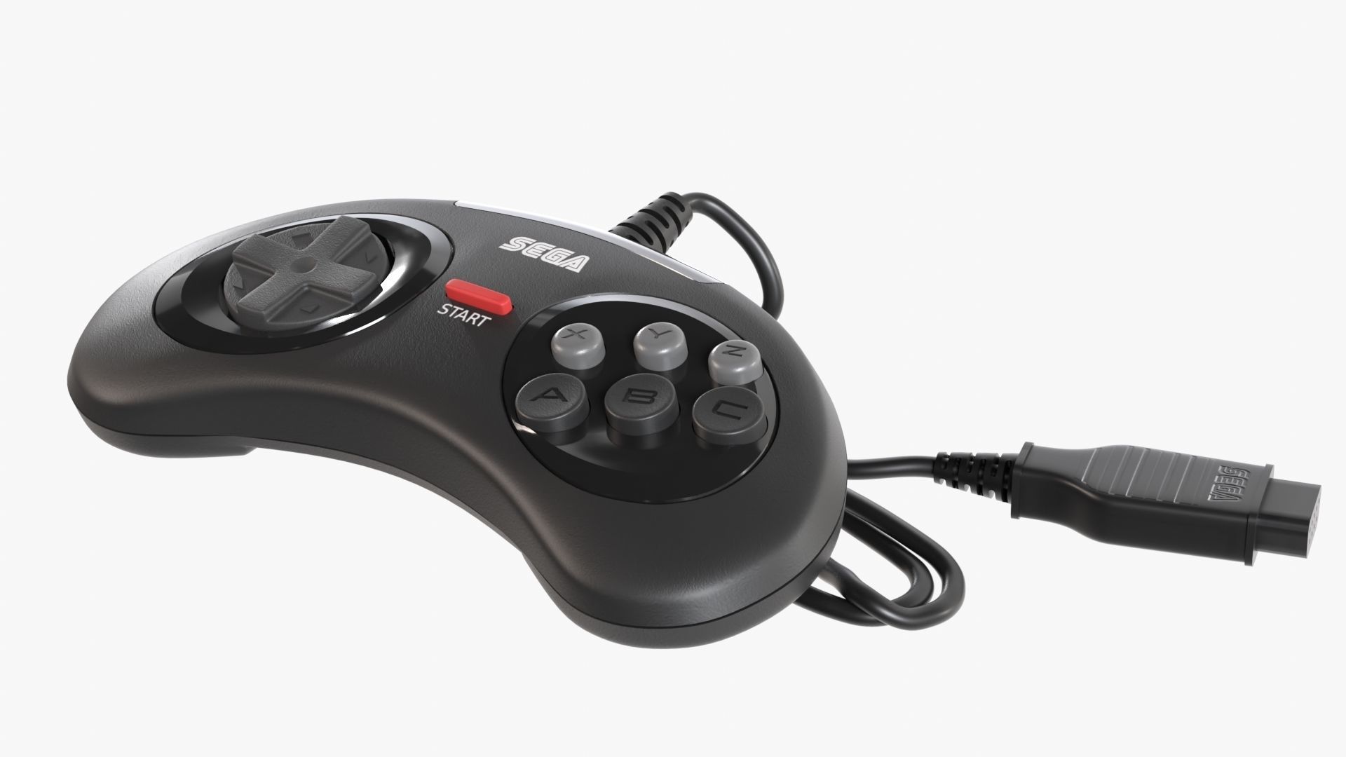 Sega Mega Drive Genesis Six Button Controller Low-poly 3D model_2