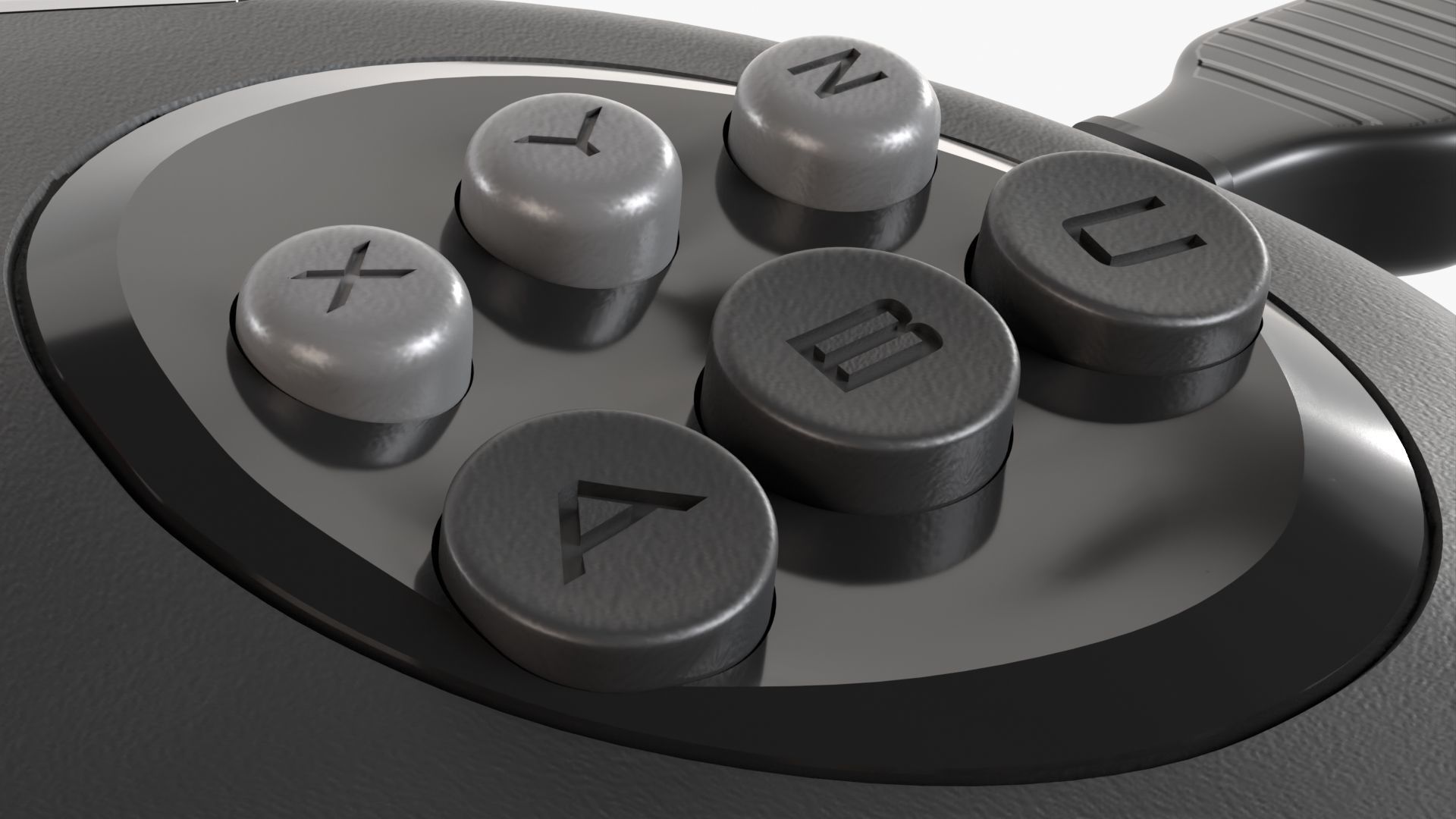 Sega Mega Drive Genesis Six Button Controller Low-poly 3D model_7