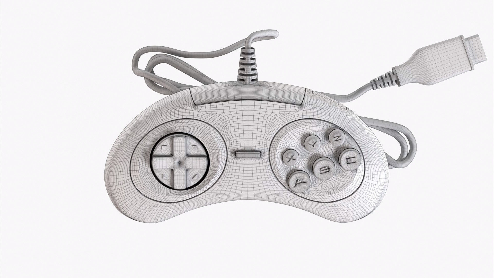Sega Mega Drive Genesis Six Button Controller Low-poly 3D model_11