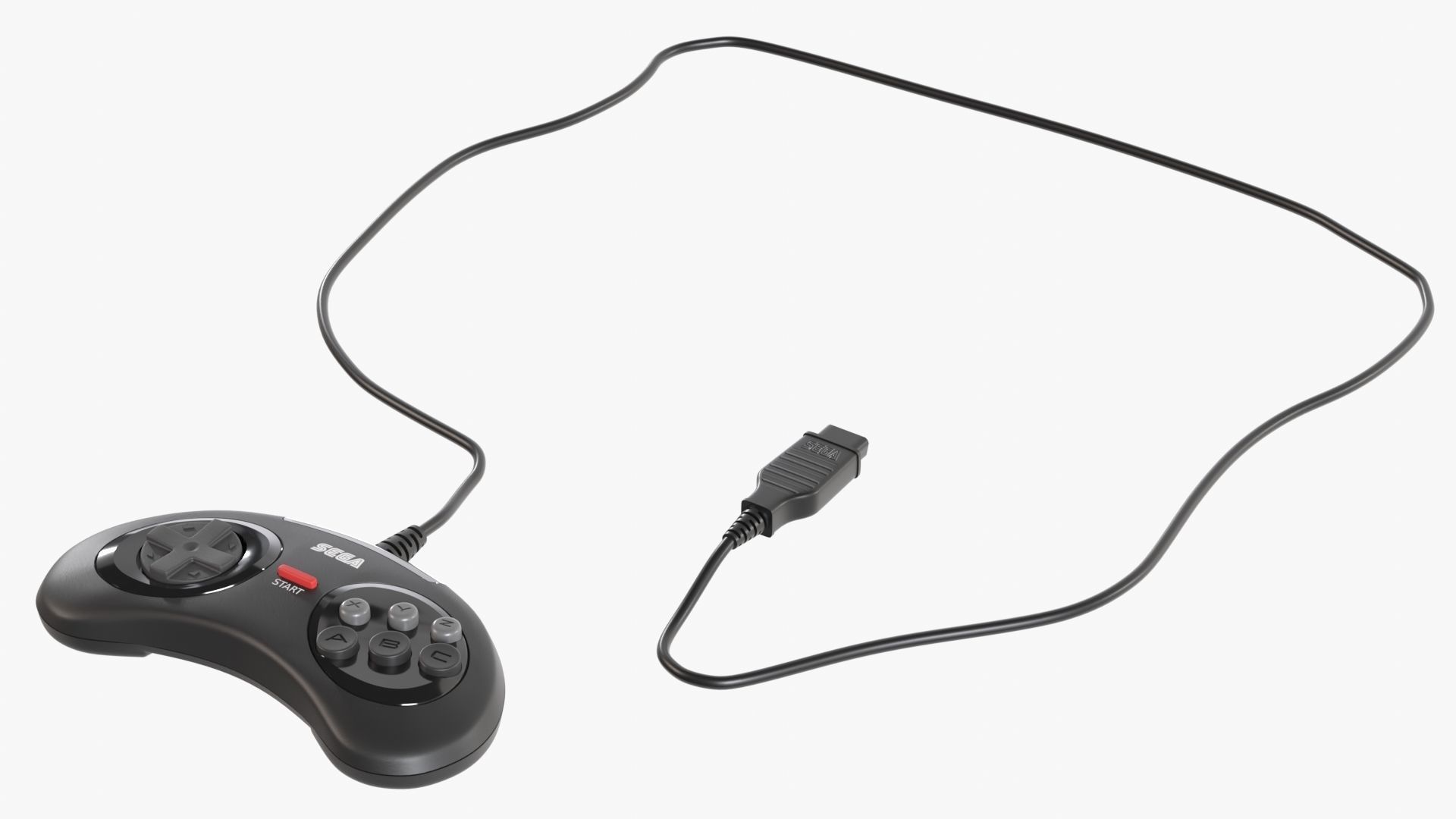 Sega Mega Drive Genesis Six Button Controller Low-poly 3D model_8