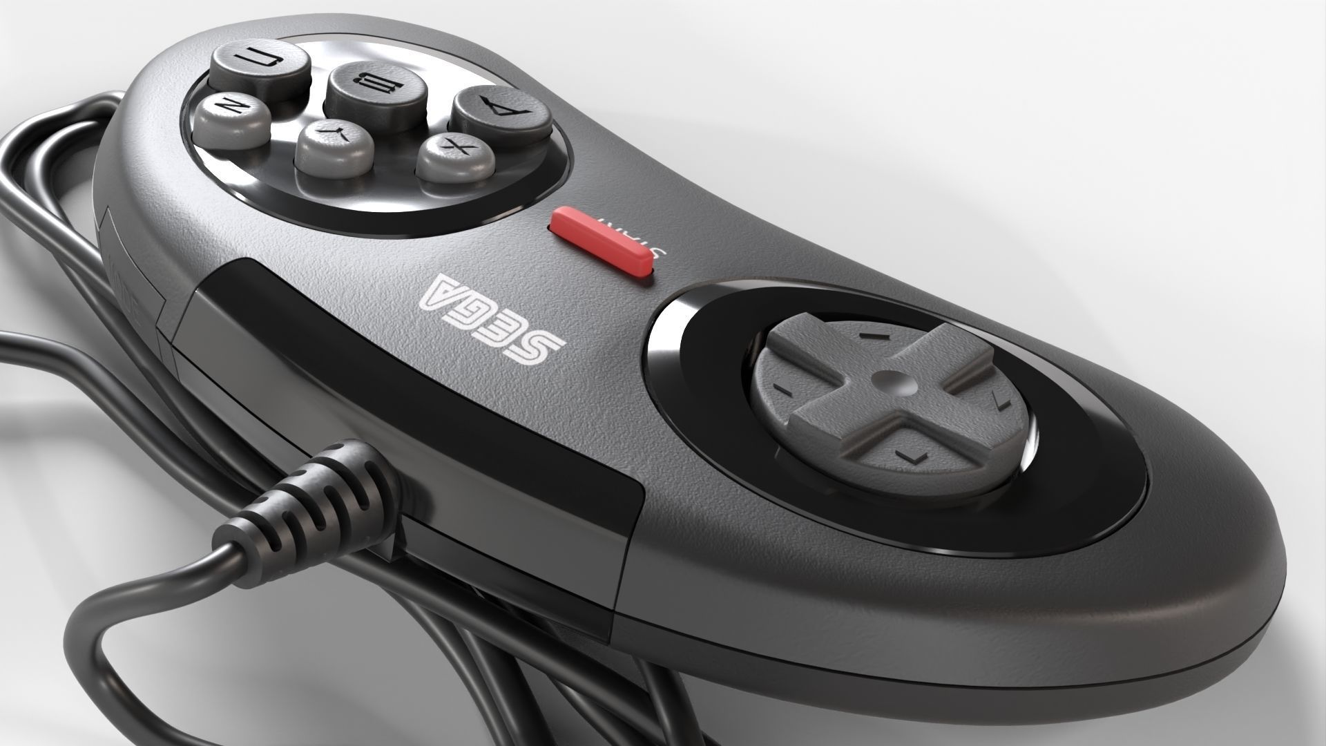 Sega Mega Drive Genesis Six Button Controller Low-poly 3D model_4