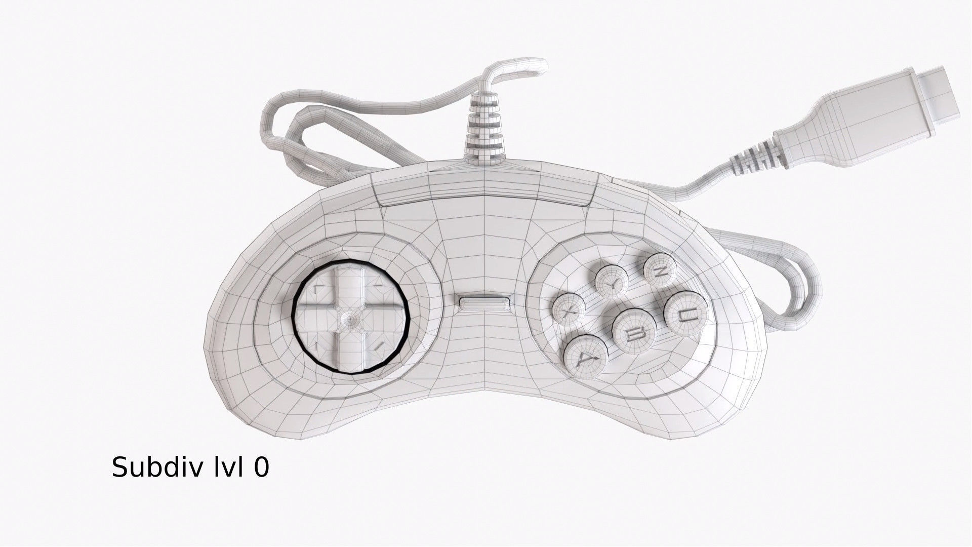 Sega Mega Drive Genesis Six Button Controller Low-poly 3D model_10
