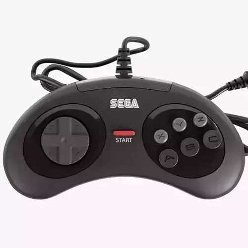 Sega Mega Drive Genesis Six Button Controller Low-poly 3D model