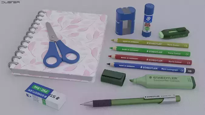Stationery Set Low-poly 3D model