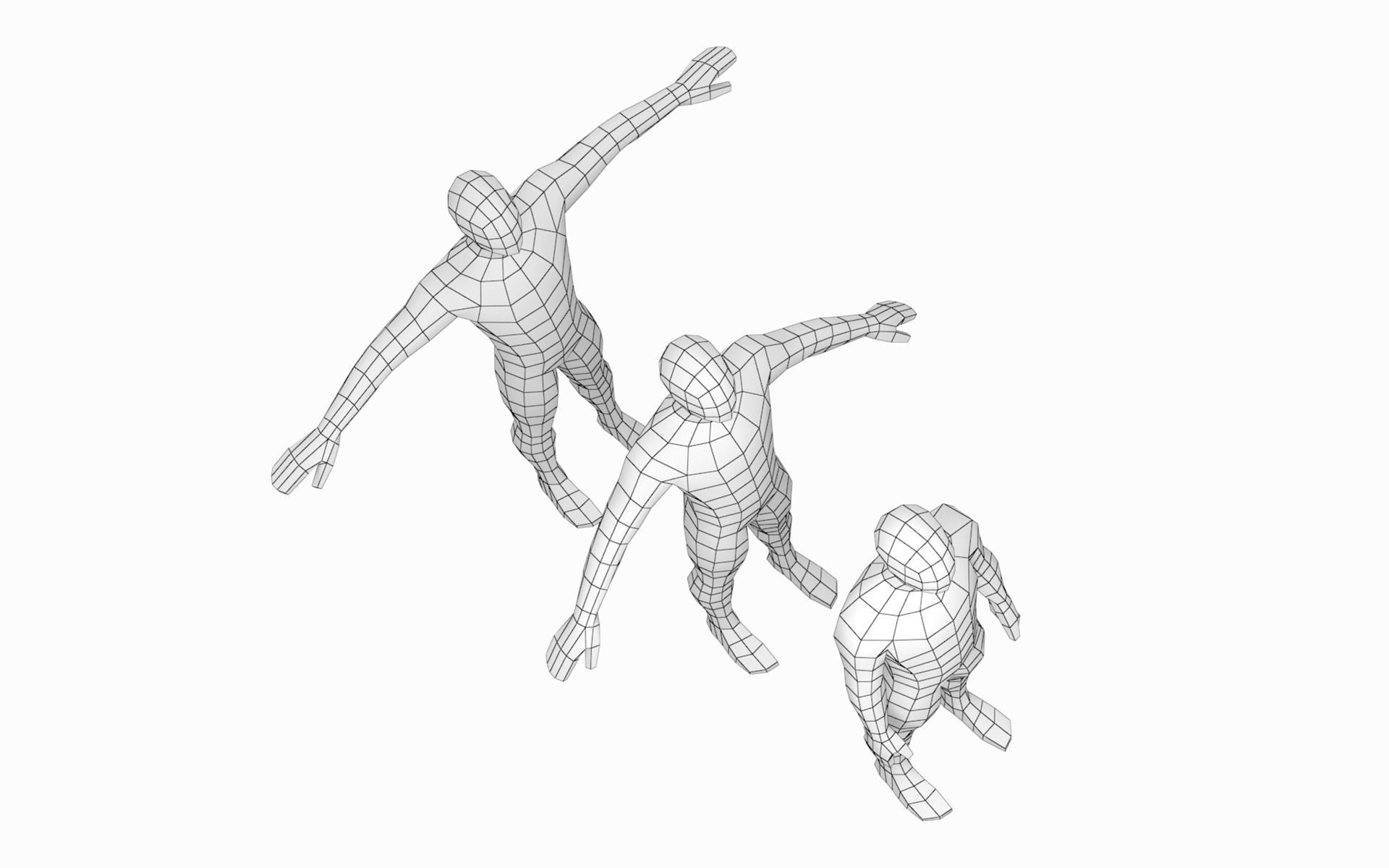 Natural Male in 3 Modeling Poses Base Mesh 3D model_6